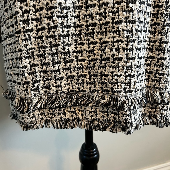 Y2K LAUNDRY by Shelli Segal Black & White Checkered Coat with Fringe XS - Picture 6 of 8